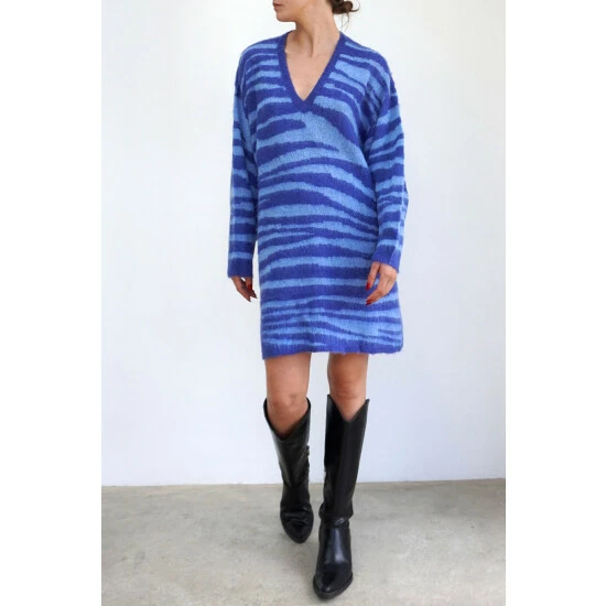 Religion Blue Oversized Knit Tunic Dress 2 Religion Blue Oversized Knit Tunic Dress - Image 2