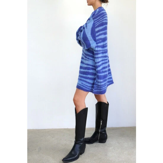 Religion Blue Oversized Knit Tunic Dress 3 Religion Blue Oversized Knit Tunic Dress - Image 3
