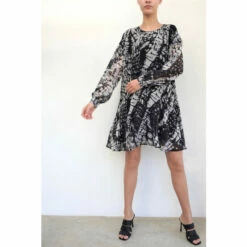 Religion Black Loose A-Line Dress With Crew Neck