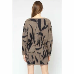 Religion Brown Lush Knit Tunic Dress In Brushed Yarn With Abstract Pattern -Religion Shop unnamed file 156