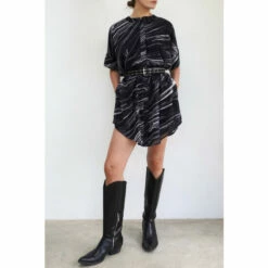 Religion Black Georgette Cosmic Tunic Dress With Pockets