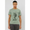Religion Green Regular Fit Great Britain T-Shirt With Praying Skeleton