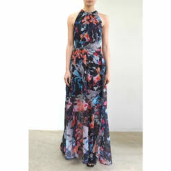 Religion Black Halter Neck Maxi Dress