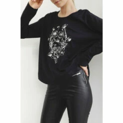 Religion Black Long Sleeve Constant Jersey Top With Embroidered Skull Artwork -Religion Shop unnamed file 266