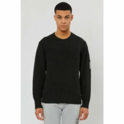 Religion Black Regular Fit Two-Tone Knit Jumper