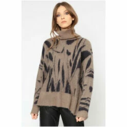 Religion Brown Lush Polo Jumper With Abstract Pattern -Religion Shop unnamed file 298