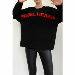 Religion Black Black Slogan Jumper With Rebel Heart -Religion Shop unnamed file 304