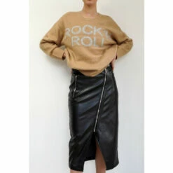 Religion Brown Camel Slogan Jumper With Rock N Roll -Religion Shop unnamed file 321