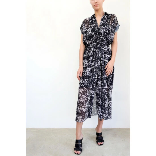 Religion Grey Print Desk To Dinner Shirt Dress 1 Religion Grey Print Desk To Dinner Shirt Dress
