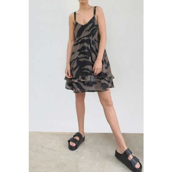 Religion Brown Reflect A-Line Mini Dress With Adjustable Straps 1 Religion Brown Reflect A-Line Mini Dress With Adjustable Straps