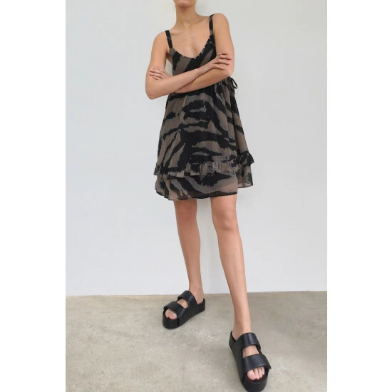 Religion Brown Reflect A-Line Mini Dress With Adjustable Straps 3 Religion Brown Reflect A-Line Mini Dress With Adjustable Straps - Image 3