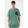 Religion Green Relaxed Fit T-Shirt With Nylon Zip Pocket And Patch