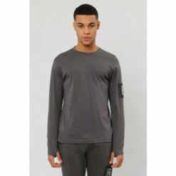 Religion Black Regular Fit Long Sleeve T-Shirt With Thumb Hole Detail