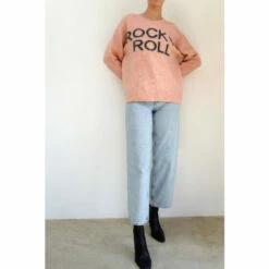 Alternative view of Religion Pink Slogan Jumper With Rock N Roll
