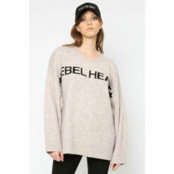 Alternative view of Religion Pink Slogan Jumper With Rebel Heart
