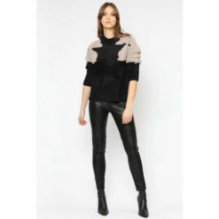 Religion Black Zone Jumper In Feather Yarn With Abstract Shoulder Pattern