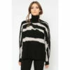 Religion Black Large Abstract Jaquard Stripe Cherish Polo Jumper