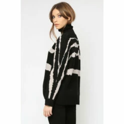 Religion Black Large Abstract Jaquard Stripe Cherish Polo Jumper -Religion Shop unnamed file 492