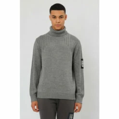 Religion Grey Chunky Roll Neck Knit