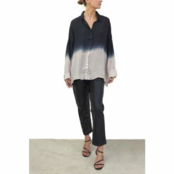 Religion Black Oversized Shirt With Wide Sleeves