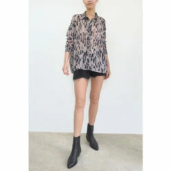 Religion Grey Print Oversized Sheer Boxy Maxi Shirt