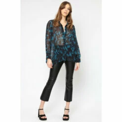 Religion Blue Oversized Georgette Wild Shirt