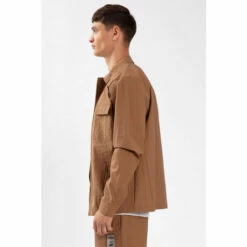 Religion Brown Slim Fit Shirt Featuring Chest Pockets And Patch Detail. -Religion Shop unnamed file 535