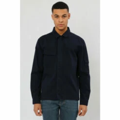 Religion Shop 30 Religion Blue Classic Shirt With Chest Pocket And Front Zip Closure