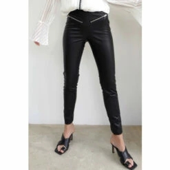 Alternative view of Religion Black Steel Faux Skinny Leather Leggings With Zip Details