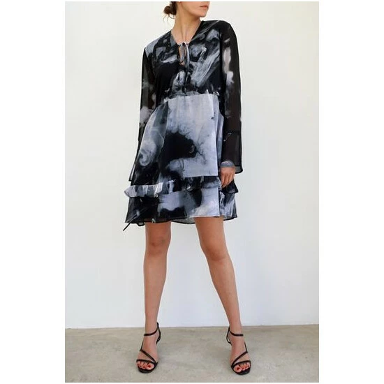 unnamed-file-56.jpg Religion Black A Line Ashley Tunic Dress With Frill Hem In Abstract Cloud Print -Religion Shop unnamed file 56