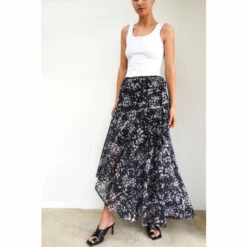 Religion Black Floaty Maxi Wrap Skirt
