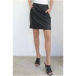 Religion Black Faux Leather Mini Skirt With Zip Pockets -Religion Shop unnamed file 664