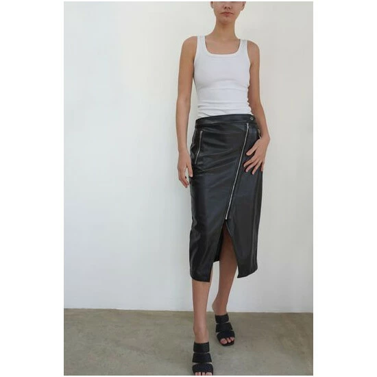 Religion Black Pu Midi Biker Skirt With Zip Detailing 6 Religion Black Pu Midi Biker Skirt With Zip Detailing - Image 6