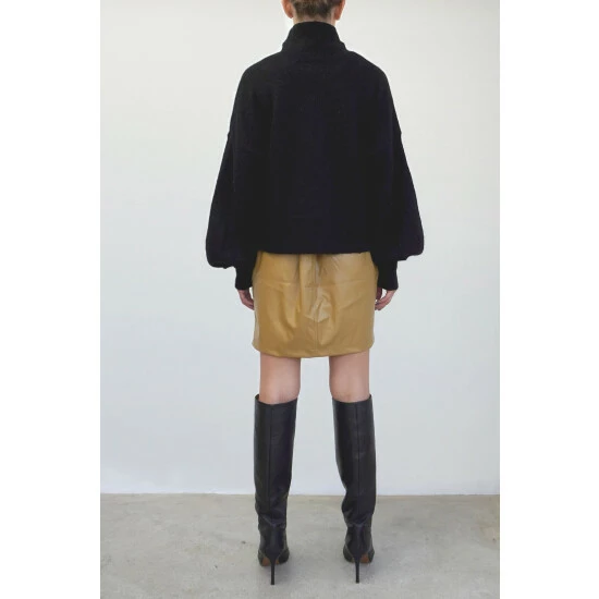 Religion Mustard Faux Leather Mini Skirt With Zip Pockets 4 Religion Mustard Faux Leather Mini Skirt With Zip Pockets - Image 4
