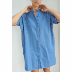 Religion Blue Chambre Denim Tunic Mini Dress With Stud Details -Religion Shop unnamed file 68