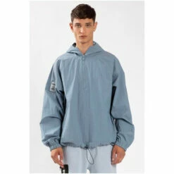 Religion Blue Over-Sized Fit Hoodie With Half Zip And Side Zip Detail -Religion Shop unnamed file 691