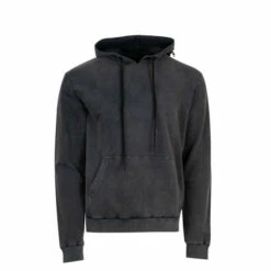 Religion Grey Fitted Hoodie With Pouch Pocket Patch Pocket On The Hood.