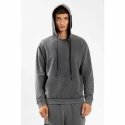 Religion Grey Fitted Hoodie With Pouch Pocket Patch Pocket On The Hood. -Religion Shop unnamed file 700