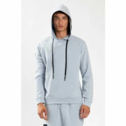 Religion Blue Fitted Hoodie With Pouch Pocket Patch Pocket On The Hood.