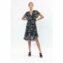 Religion Black Faux Wrap Dress