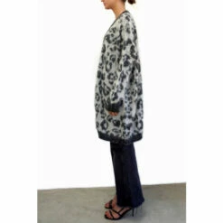 Religion Grey Long Line Knitted Cardigan In Fluffy Animal Jacquards 9 Religion Grey Long Line Knitted Cardigan In Fluffy Animal Jacquards -Religion Shop unnamed file 733