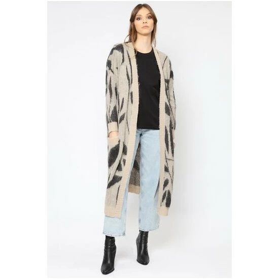 Religion Brown Maxi Lush Cardigan With Abstract Pattern 5 Religion Brown Maxi Lush Cardigan With Abstract Pattern - Image 5