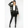 Religion Black Large Abstract Jaquard Stripe Cherish Cardigan