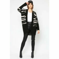 Religion Black Large Abstract Jaquard Stripe Cherish Cardigan
