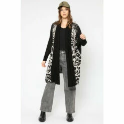 Religion Brown Long Line Soft Cotton Glitch Cardigan With Animal Pattern -Religion Shop unnamed file 763