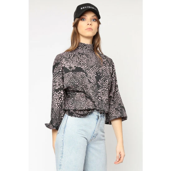 unnamed-file-776.jpg Religion Brown Batwing Bold Roll Neck Top In Neutral Animal Print -Religion Shop unnamed file 776