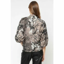 Religion Brown Batwing Bold Roll Neck Top In Abstract Camo Print -Religion Shop unnamed file 788