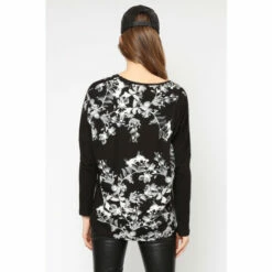 Religion Black Long Sleeve Jersey Top With X Ray Flower Print -Religion Shop unnamed file 793