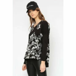 Religion Black Long Sleeve Jersey Top With X Ray Flower Print -Religion Shop unnamed file 794