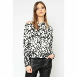 Religion Black Assymetric Monochrome Cosmic Jersey Top